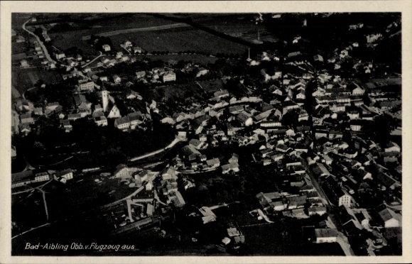 Postcard Bad Aibling in Upper Bavaria, aerial photograph