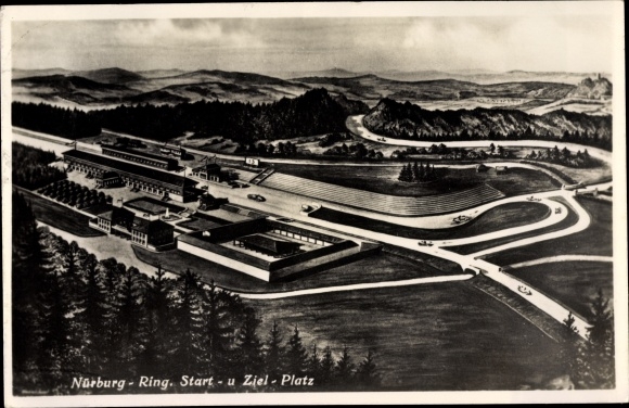 Postcard Nürburg in the Eifel, Nürburgring, start and finish area