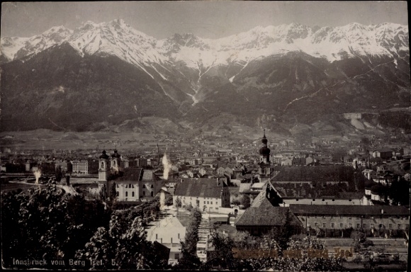 Postcard Innsbruck Tirol, Patscherkofel, mountain view of snow-capped mountains, city view,