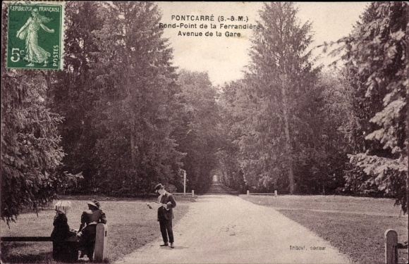 Ak Pontcarre Seine et Marne, Rond Point de la Ferrandiere, Avenue de la Gare