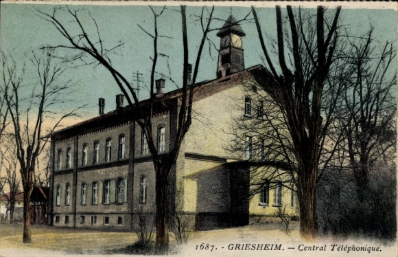 Postcard Griesheim near Darmstadt, switchboard
