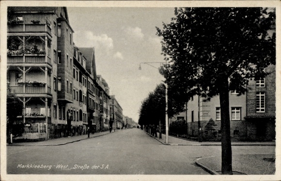 Ak Markkleeberg in Sachsen, Straße der SA, Straßenpartie in der Stadt