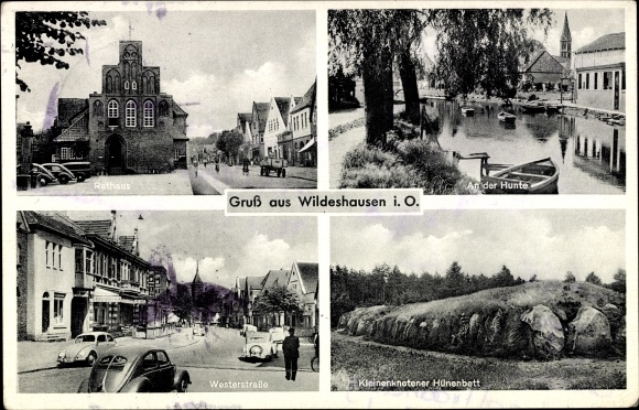 Postcard Wildeshausen in Oldenburg, City Hall, Weserstraße, Kleinenknetener Hünenbett