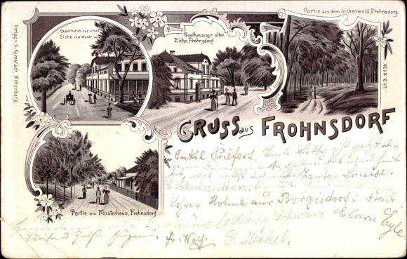 Chromo-Litho Frohnsdorf Treuenbrietzen in Brandenburg, Gasthaus zur alten Eiche, Eichenwald