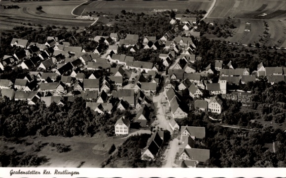 Postcard Grabenstetten in Baden Württemberg, aerial photograph