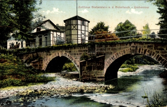 Ak Bieberstein Reinsberg in Sachsen, Zollhaus  Brücke, Fluss, Natur