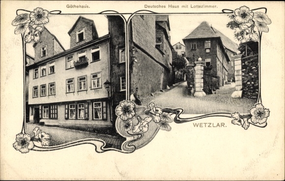 Postcard Wetzlar an der Lahn, Goethe House, German House with Lottezimmer