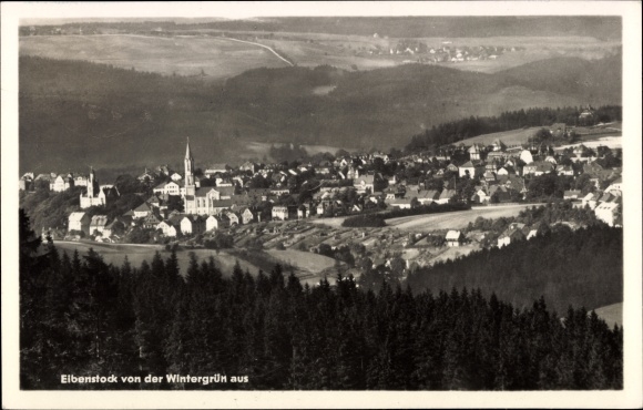 Postcard Eibenstock in the Erzgebirge of Saxony, view of the town from Wintergrün