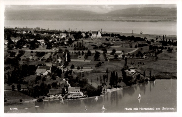 Postcard Horn Gaienhofen on Lake Constance, Hornstaad on Lake Untersee, Panorama
