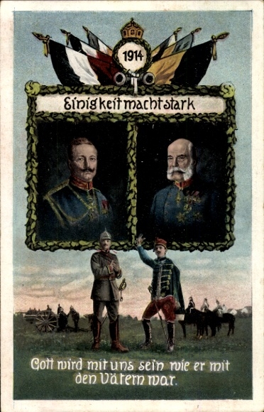 Ak Einigkeit macht start, Kaiser Franz Joseph I., Kaiser Wilhelm II. von Preußen