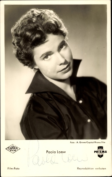 Postcard actress Paola Loew, portrait, Capitol Film, autograph