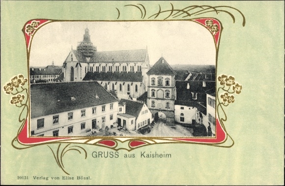 Art Nouveau PC Kaisheim in the Swabian district of Donau Ries, church, square, gate
