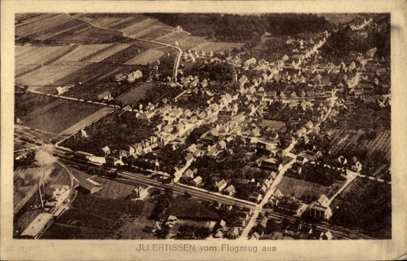 Postcard Illertissen in Swabia, aerial photograph