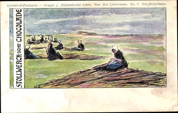 Künstler Ak Liebermann, Max, Stollwerck Gruppe 3, Holländisches Leben V, Netzflickerinnen