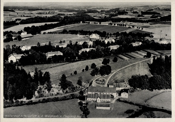 Postcard Wöllershof Störnstein in the Upper Palatinate Bavaria, aerial photo
