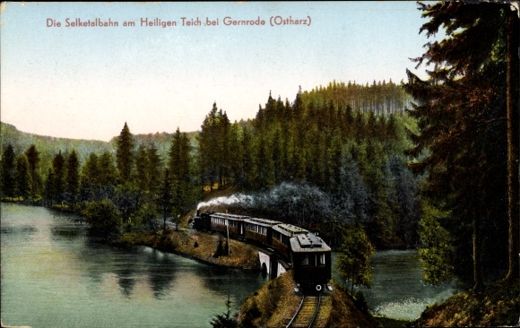 Ak Gernrode Quedlinburg im Harz, Selketalbahn, Heiliger Teich