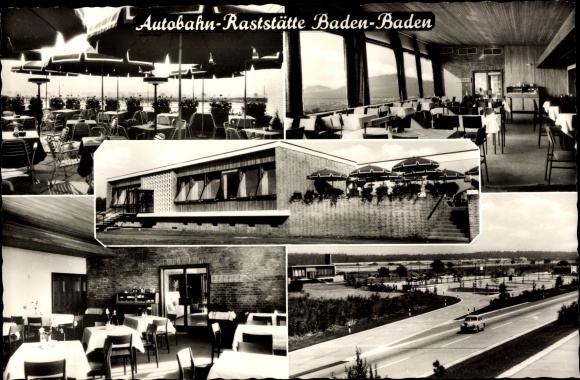 Postcard Baden Baden, Sandweier, motorway rest area, owner Alfred Erath