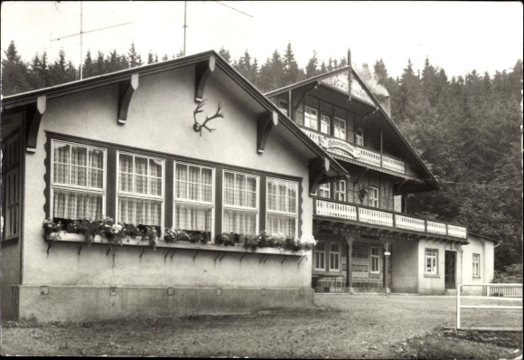 Ak Tabarz im Thüringer Wald, Ferienheim Schweizerhaus, VEB CLG Grimma, Holz, Natur, Hühnerfeder