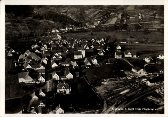 Postcard Siglingen Neudenau an der Jagst, aerial photograph
