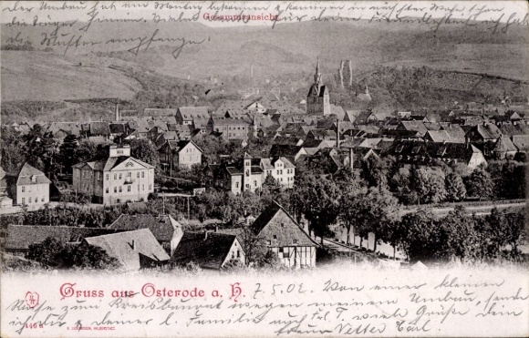KP Osterode am Harz, zdjęcie krajobrazu, widok miasta, budynek, kościół, kartka okolicznościowa