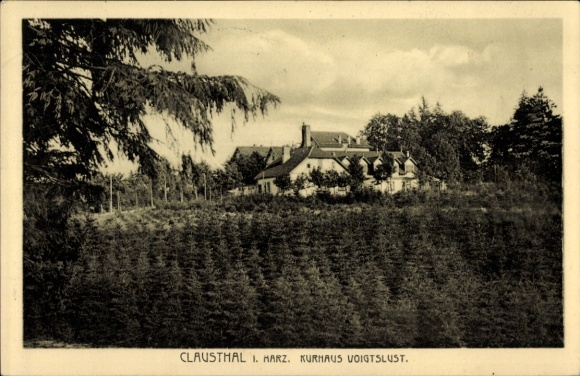 Postcard Voigtlust Clausthal Zellerfeld in the Upper Harz, Kurhaus Voigtlust, trees, a house