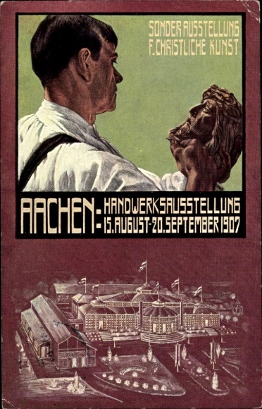 Postcard Aachen, Crafts Exhibition 1907, Special Exhibition for Christian Art