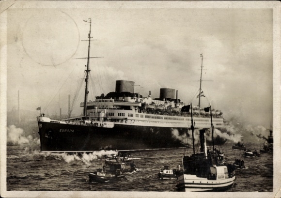 Postcard four-screw turbine express steamer Europa, North German Lloyd Bremen