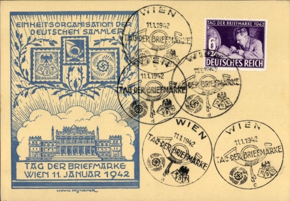 Artist PC Vienna, Stamp Day 1942, German collector