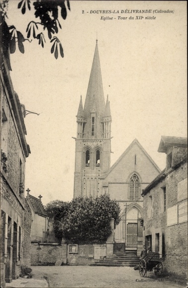 Ak Douvres la Délivrande Calvados, Eglise, Tour