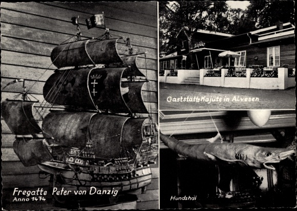 PC Alvesen Rosengarten Lower Saxony, restaurant cabin, frigate Peter von Danzig, Hundshai