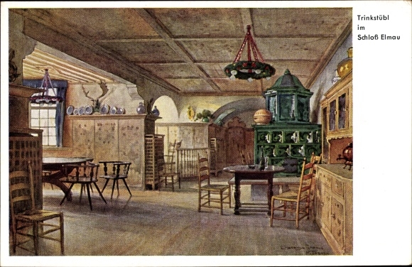 Kunstenaarskaart Compton, Edward Harrison, Klais Krün Opper-Beieren, Schloss Elmau, drinkstübl