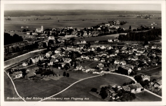 Postcard Bruckmühl in Upper Bavaria, aerial photograph