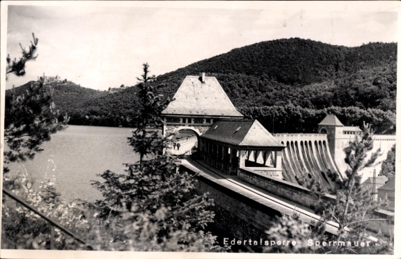 KP Waldeck am Edersee Hesja, zapora Edertalsperre, zbiornik wodny, budynek, krajobraz