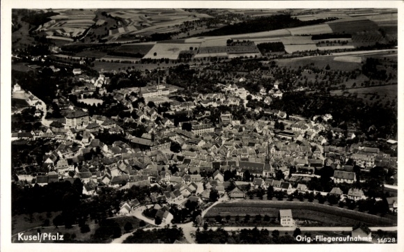 Postcard Kusel in the Palatinate, aerial photograph