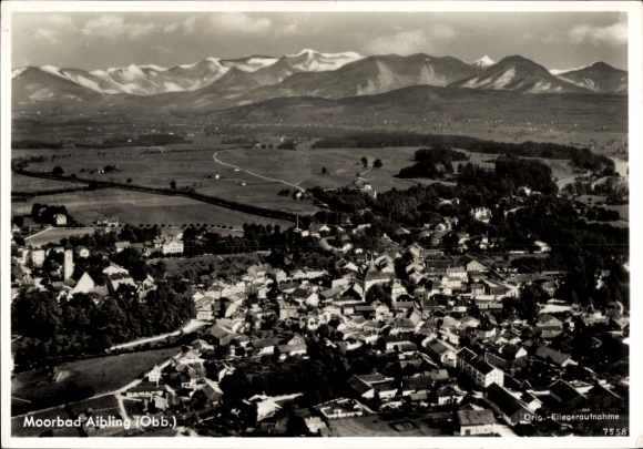 Postcard Bad Aibling in the district of Rosenheim Upper Bavaria, place, aerial photograph