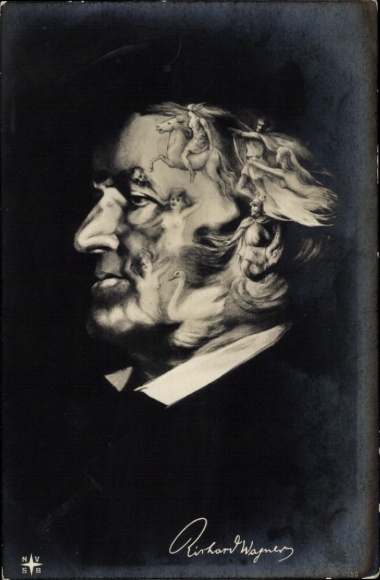 Artist Postcard Composer, playwright and poet Richard Wagner and his heroes, metamorphosis