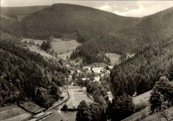 Postcard Unterweißbach in the Thuringian Forest, Panorama