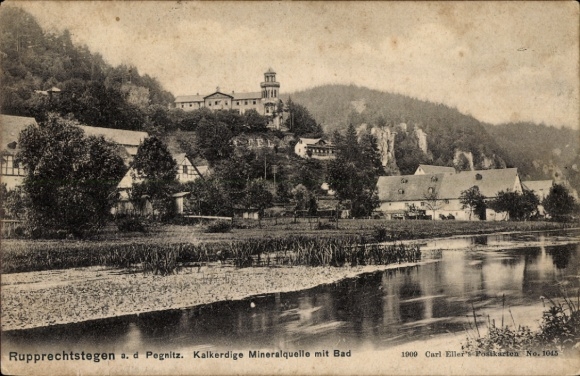 Ak Rupprechtstegen Hartenstein an der Pegnitz Mittelfranken, Aussicht auf  Gebäude, Fluss, Nat...