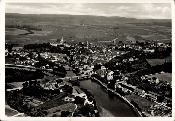 Postcard Donauwörth in Swabia Bavaria, aerial photograph