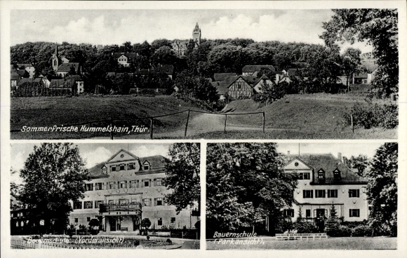 Ak Ehrenberg Altenburg in Thüringen, Sommerfrische Hummelshain, Bauernschule, Parkansicht
