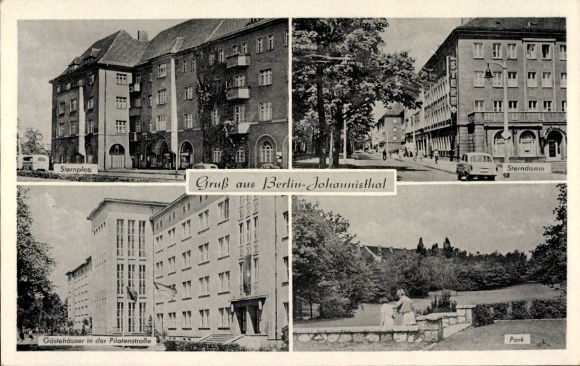 Ak Berlin Treptow Johannisthal, Sternplatz, Sterndamm, Park, Gästehäuser in der Pilotenstraße