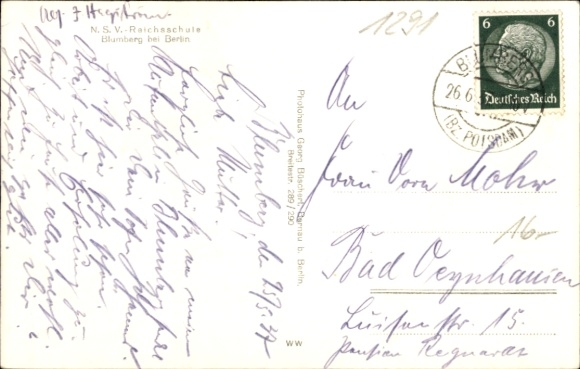 Postcard Blumberg Ahrensfelde near Berlin, NSV Reichsschule
