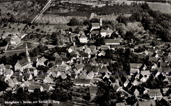 Ak Bödigheim Buchen in het Odenwald Baden, luchtfoto, kasteel, fort