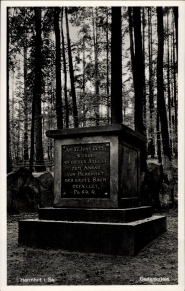 Ak Herrnhut Sachsen, Gedenkstein im Wald