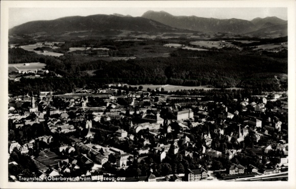 Postcard Traunstein in Oberbayern, Upper Bavaria from the plane