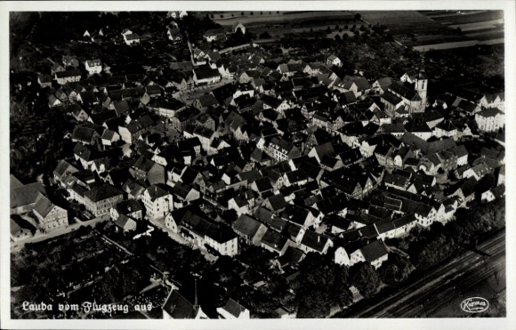 Ak Lauda Königshofen in Tauberfranken, luchtfoto