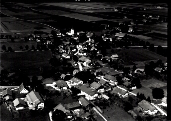 Postcard Taufkirchen near Munich, street, street aerial view