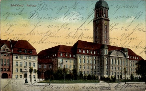 Postcard Berlin Spandau, Town Hall
