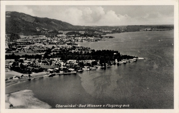 Postcard Oberwinkel Abwinkel Abwinkl Bad Wiessee am Tegernsee Upper Bavaria, aerial photograph