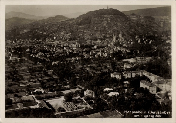 Postcard Heppenheim an der Bergstraße, aerial photograph